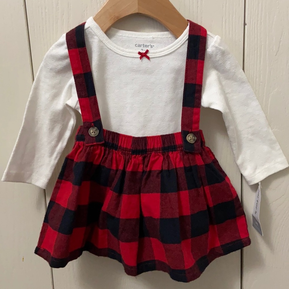 Carter’s White and Buffalo Plaid Onesie & Jumper